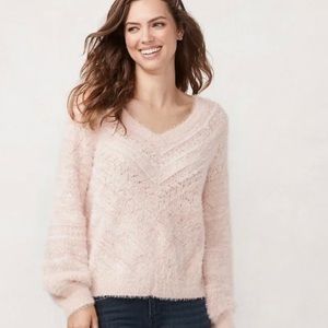Lauren Conrad Pink Fuzzy Sweater L